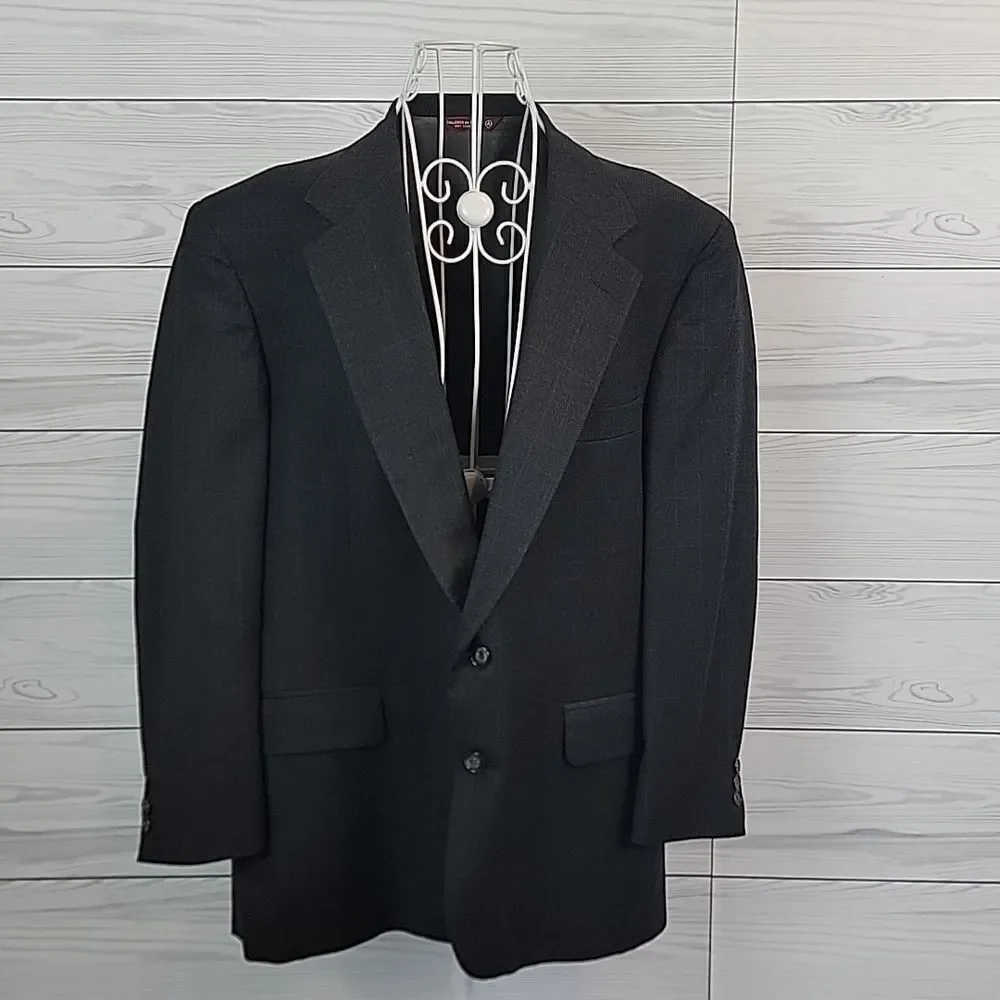 Burt Pulitzer Collection Suit Jacket - Dark Slate Grey Checkered Mens Size 42R